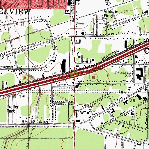 Topographic Map of Interchange 783, TX
