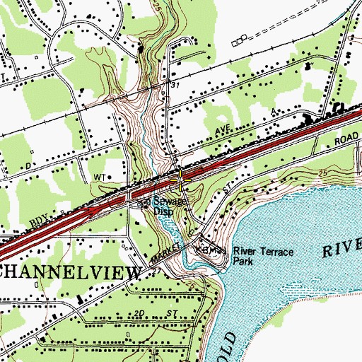 Topographic Map of Interchange 784, TX