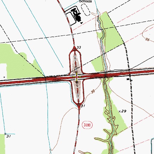 Topographic Map of Interchange 800, TX
