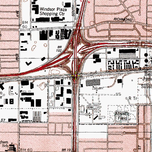 Topographic Map of Interchange 8A, TX