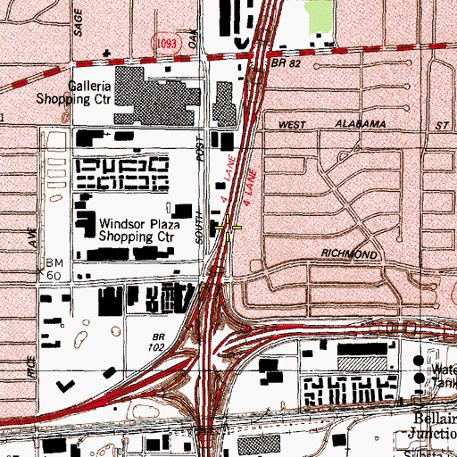 Topographic Map of Interchange 8C, TX