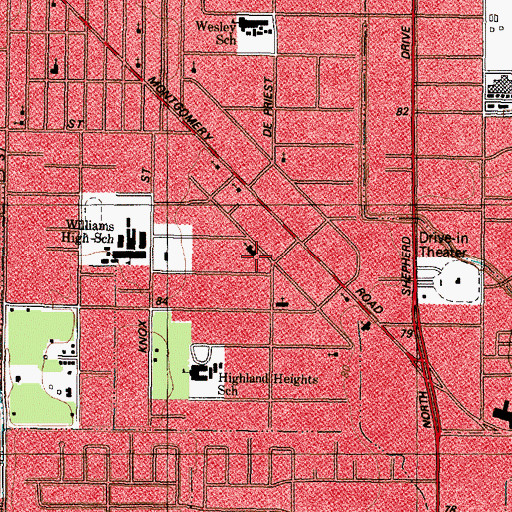 Topographic Map of Saint Andrews Methodist Church North District, TX