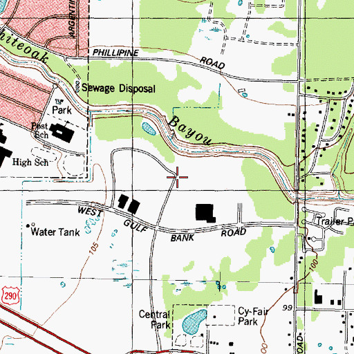 Topographic Map of Brookhollow West, TX