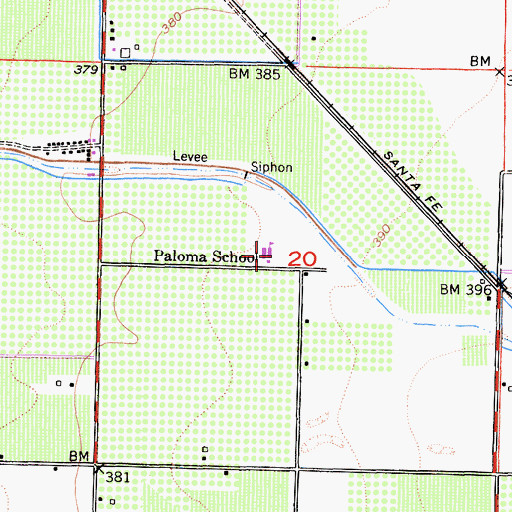 Topographic Map of Paloma School, CA