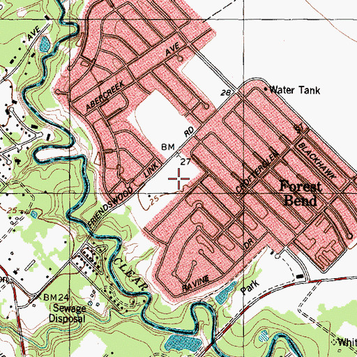 Topographic Map of Forest Green, TX