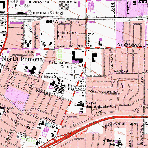 Topographic Map of Palomares Cemetery, CA