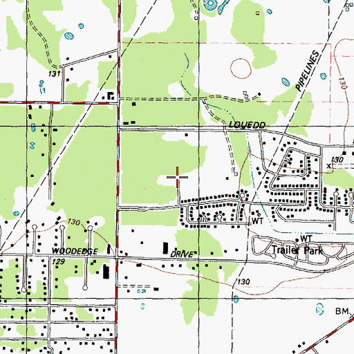 Topographic Map of Woodedge Village, TX