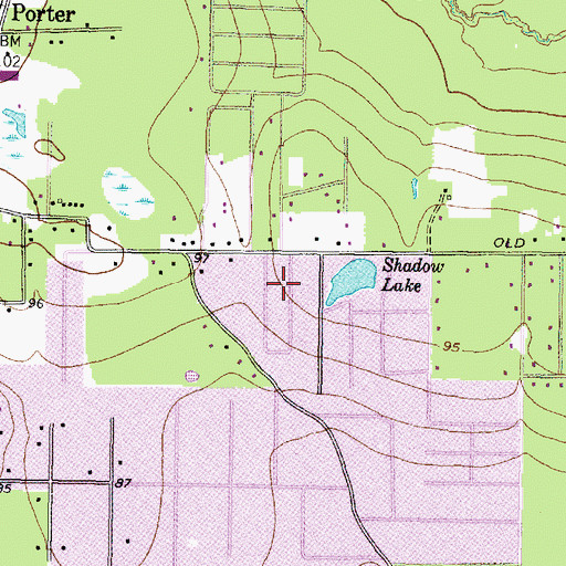 Topographic Map of Shadow Lake Estates, TX