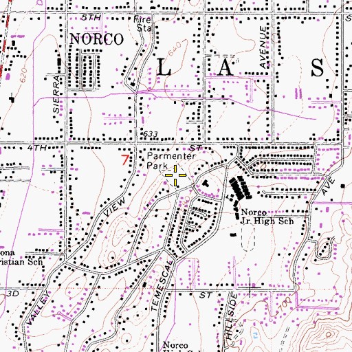 Topographic Map of Parmenter Park, CA