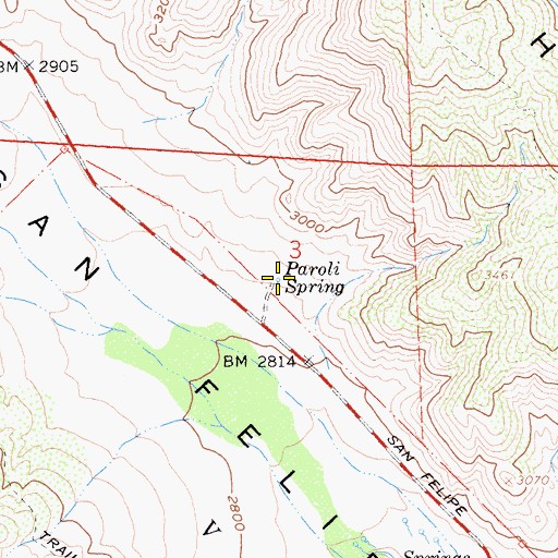 Topographic Map of Paroli Spring, CA