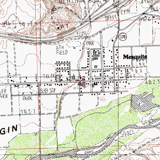 Topographic Map of Virgin Valley Heritage Museum, NV