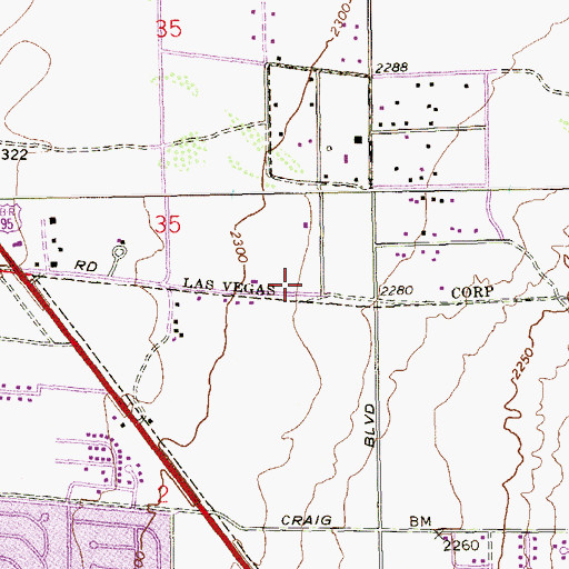 Topographic Map of Canyon Ridge Christian Church, NV