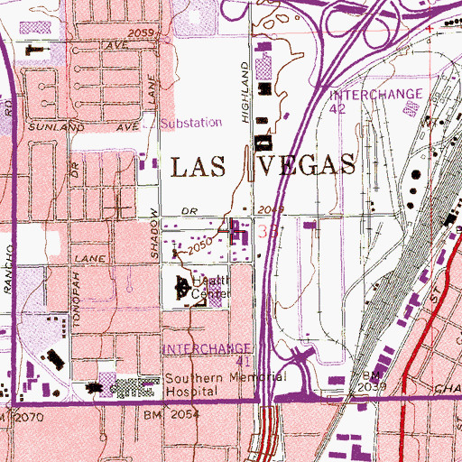 Topographic Map of Desert Storm Baptist Church, NV