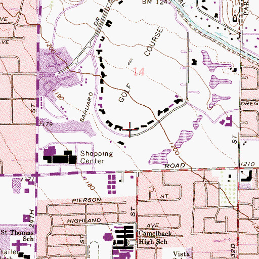 Topographic Map of Biltmore Villas, AZ