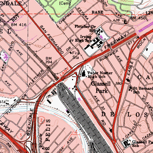 Topographic Map of Pater Noster High School (historical), CA