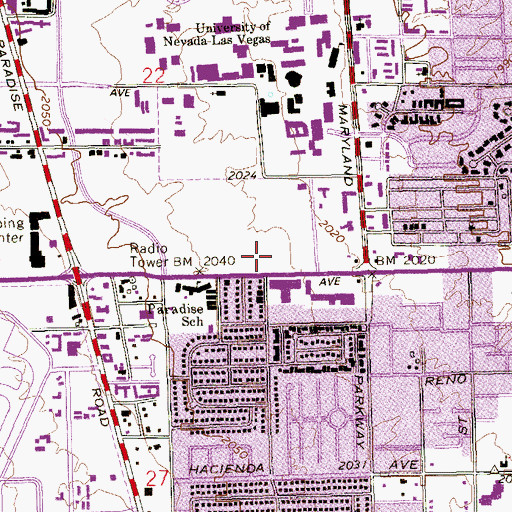 Topographic Map of Claudine Williams Residence Hall, NV