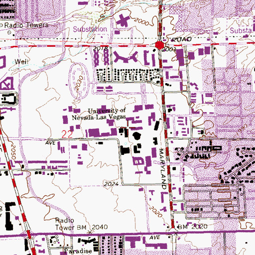Topographic Map of James E Rogers Center for Administration and Justice, NV