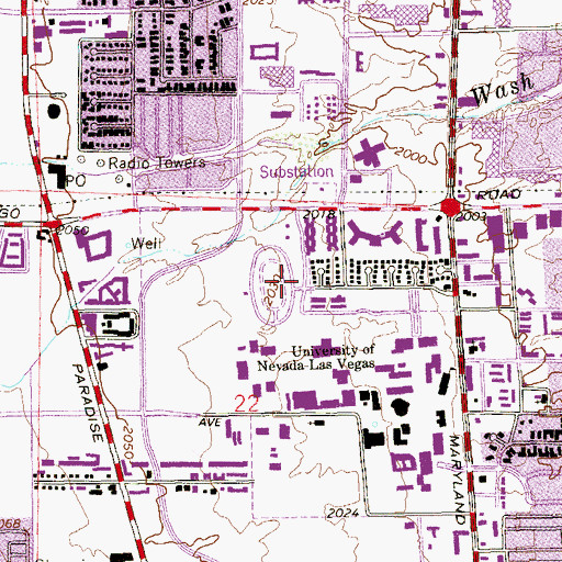 Topographic Map of John D Jakie Gaughan Boys and Girls Club, NV