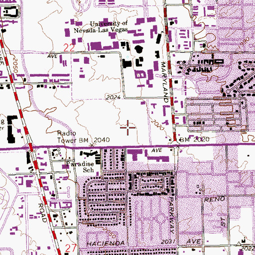 Topographic Map of Kitty Rodman Residence Hall, NV