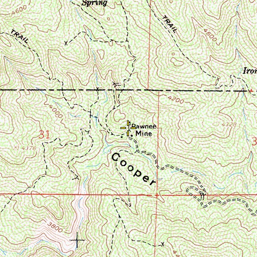 Topographic Map of Pawnee Mine, CA