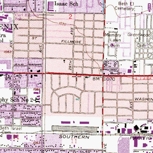 Topographic Map of Blue Palm Mobile Home Park, AZ