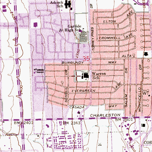 Topographic Map of Warren Playground, NV