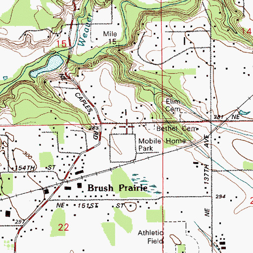 Topographic Map of Bethel Lutheran Church, WA