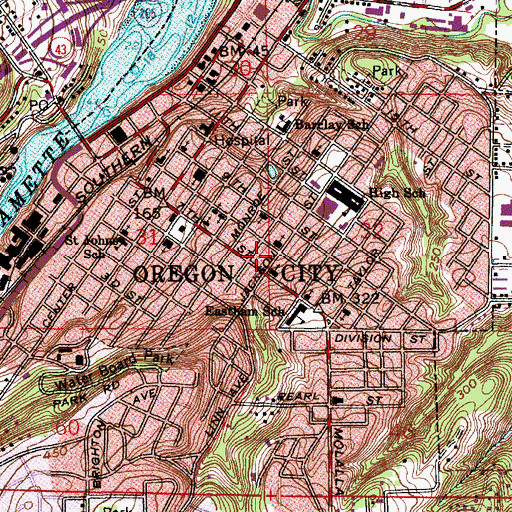 Topographic Map of Bible Doctrine Church of Portland, OR
