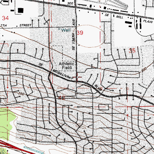 Topographic Map of Cascade Park Baptist Church, WA
