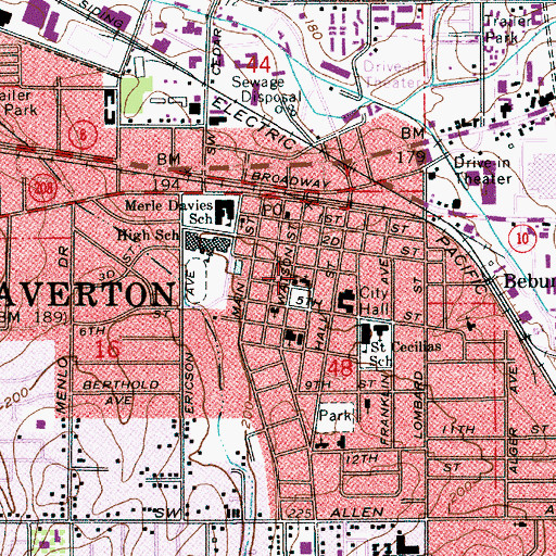 Topographic Map of First United Methodist Church of Beaverton, OR