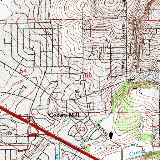 Topographic Map of Cedar Mill Community Library, OR