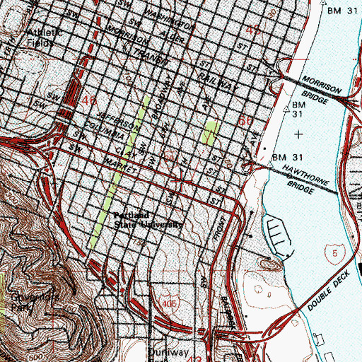 Topographic Map of Fountain Plaza, OR