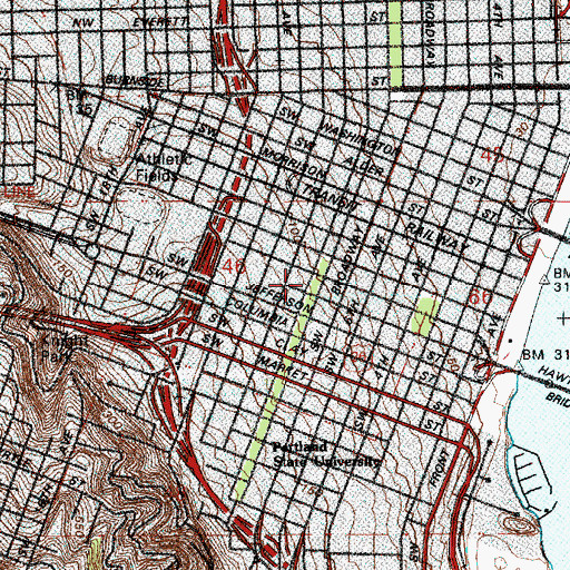 Topographic Map of Masonic Temple, OR