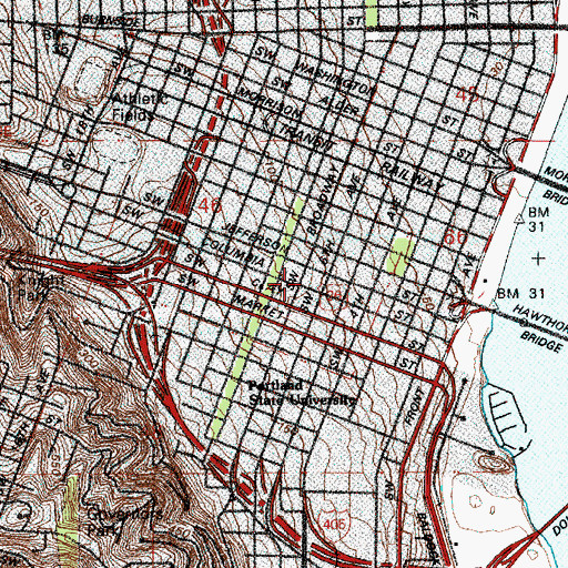 Topographic Map of The Oregonian Building, OR