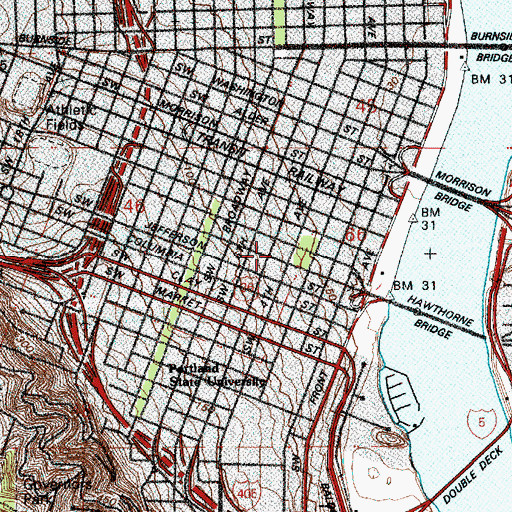 Topographic Map of Portland Building, OR
