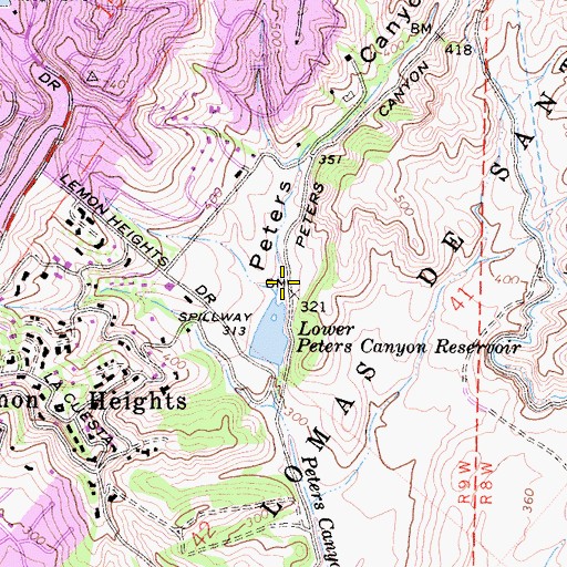 Topographic Map of Peters Canyon, CA