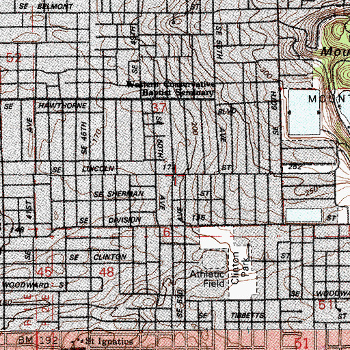 Topographic Map of Lincoln Street Methodist Church, OR