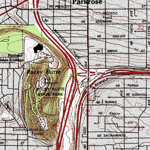 Topographic Map of Interchange 22, OR