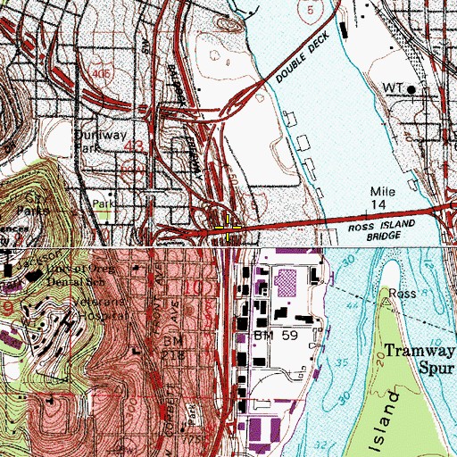 Topographic Map of Interchange 299A, OR