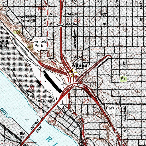 Topographic Map of Interchange 302B, OR