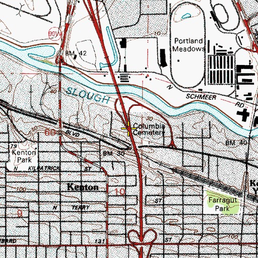 Topographic Map of Interchange 306A, OR