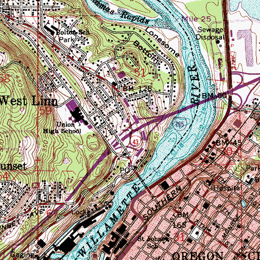 Topographic Map of Interchange 8, OR
