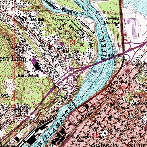 Topographic Map of Interchange 8, OR