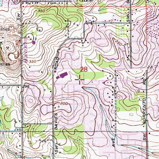 Topographic Map of Southwest Hills Baptist Church, OR