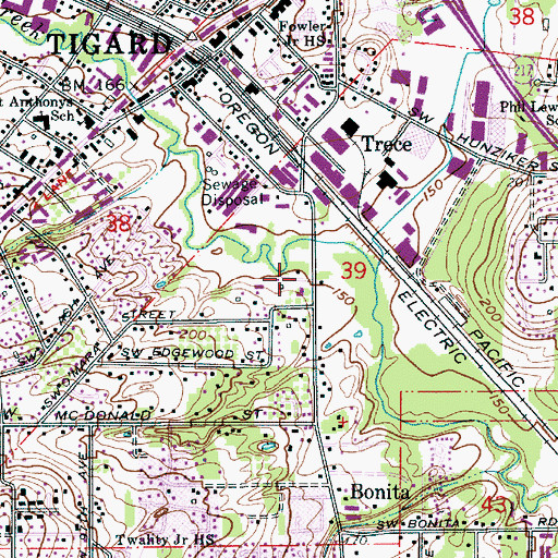 Topographic Map of Tigard Christian Church, OR