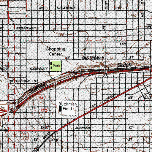 Topographic Map of Interchange 1, OR