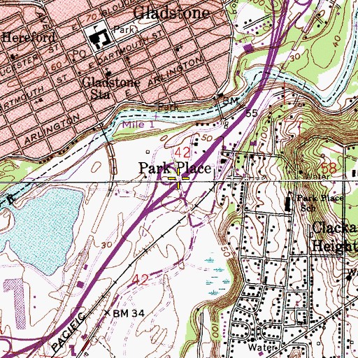Topographic Map of Interchange 10, OR