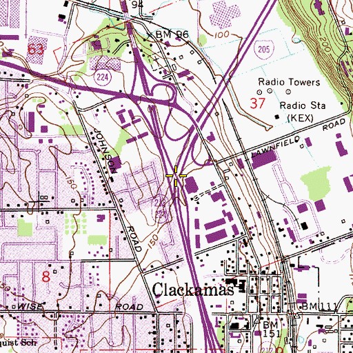 Topographic Map of Interchange 13, OR