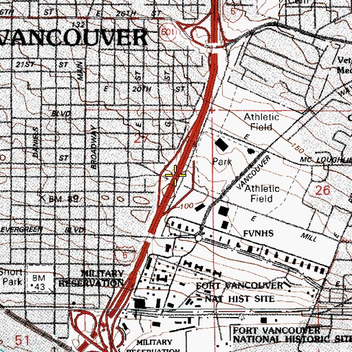 Topographic Map of Interchange 1C, WA