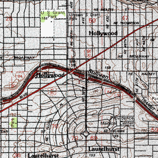 Topographic Map of Interchange 2, OR